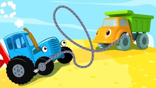 Синий трактор влог | Друзья машинки и игра с верёвкой