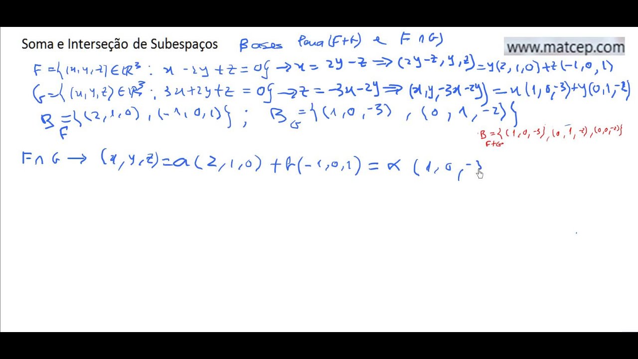 Soma e Interseção de Subespaços - YouTube