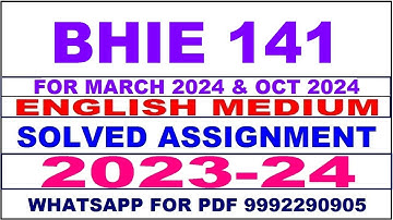 bhie 141 solved assignment 2023-24 | bhie 141 solved assignment in english 2024 | bhie 141 2024