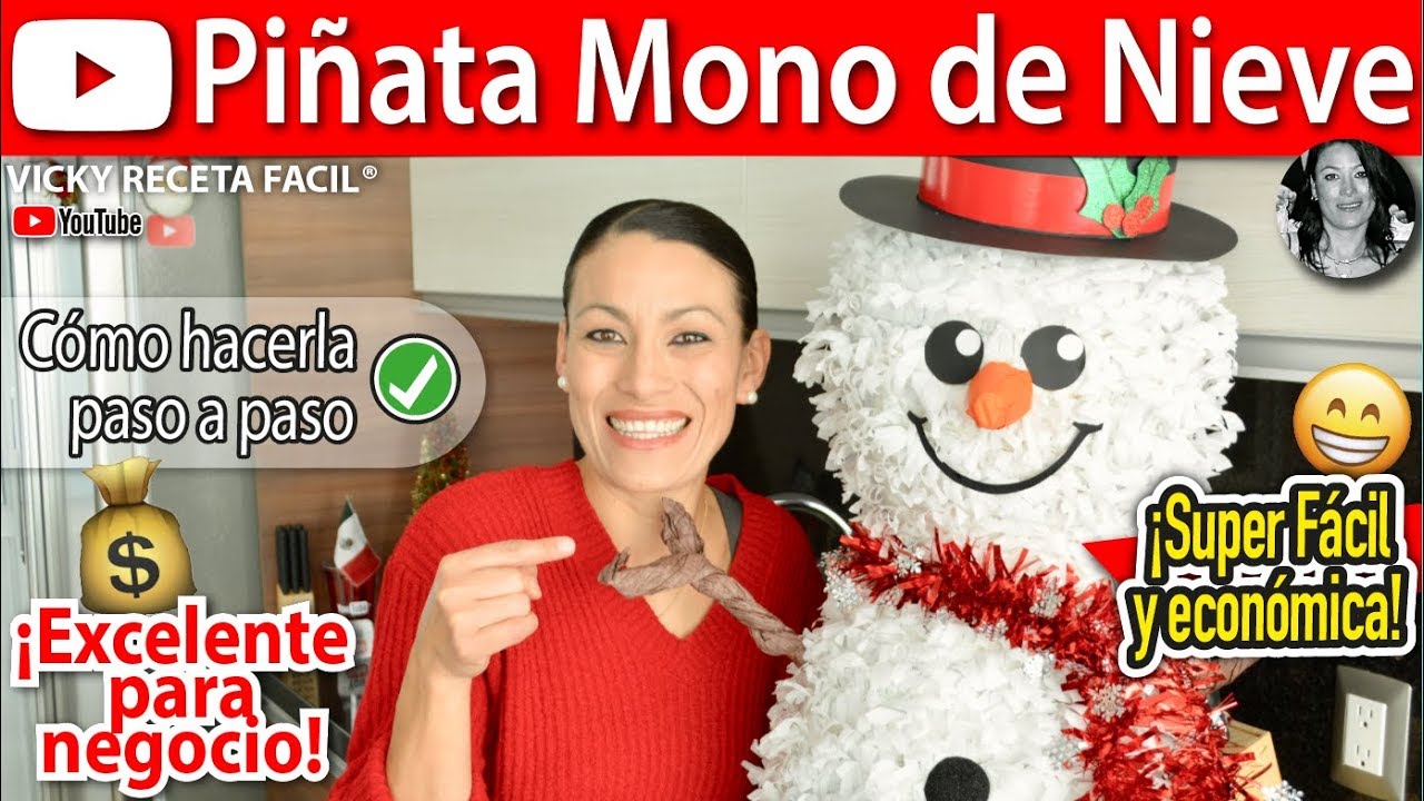 Cómo hacer una PIÑATA de MONO DE NIEVE o MUÑECO DE NIEVE | #VickyRecetaFacil