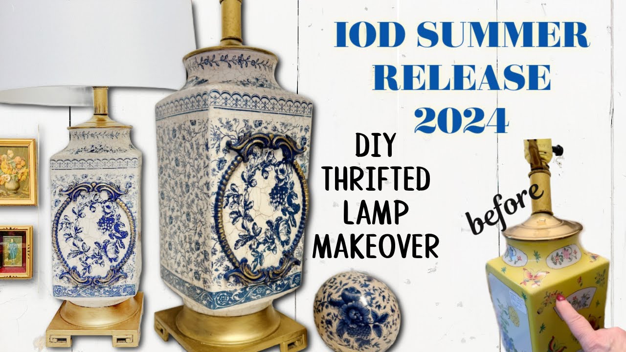 DIY Thrifted Lamp Upcycle with IOD Paint Inlays : IOD SUMMER RELEASE 2024