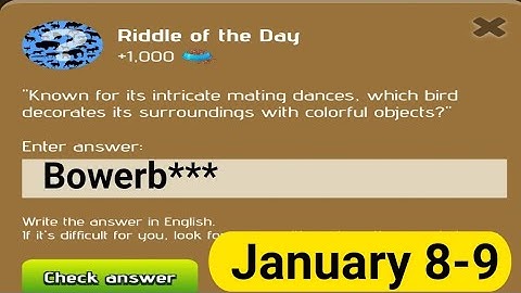 Riddle Of The Day Zoo 8-9 January Today | Zoo Riddle Of The Day Code |  Riddle Of The Day Zoo Today