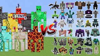 ALL GOLEMS vs All Minecraft Bosses,Wither Storm,Warden - Minecraft Mob Battle - BIG compilation