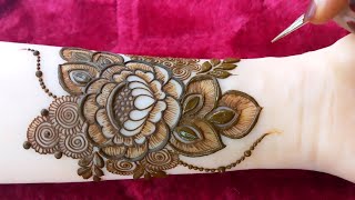 Very stylish Khafeef bold Henna Design Tutorial | Latest Beautiful Gulf Design For Front Hand