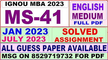 ms 41 solved assignment 2023 / ms 41 solved assignment 2022-23 / ignou ms 41 2023-24