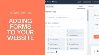 Celebrity Learning HubSpot | Adding Forms to Your Website Profile