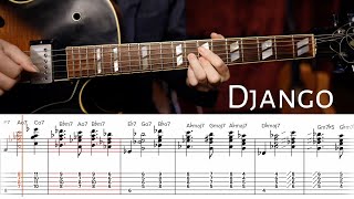 Django - solo jazz guitar chord melody tab