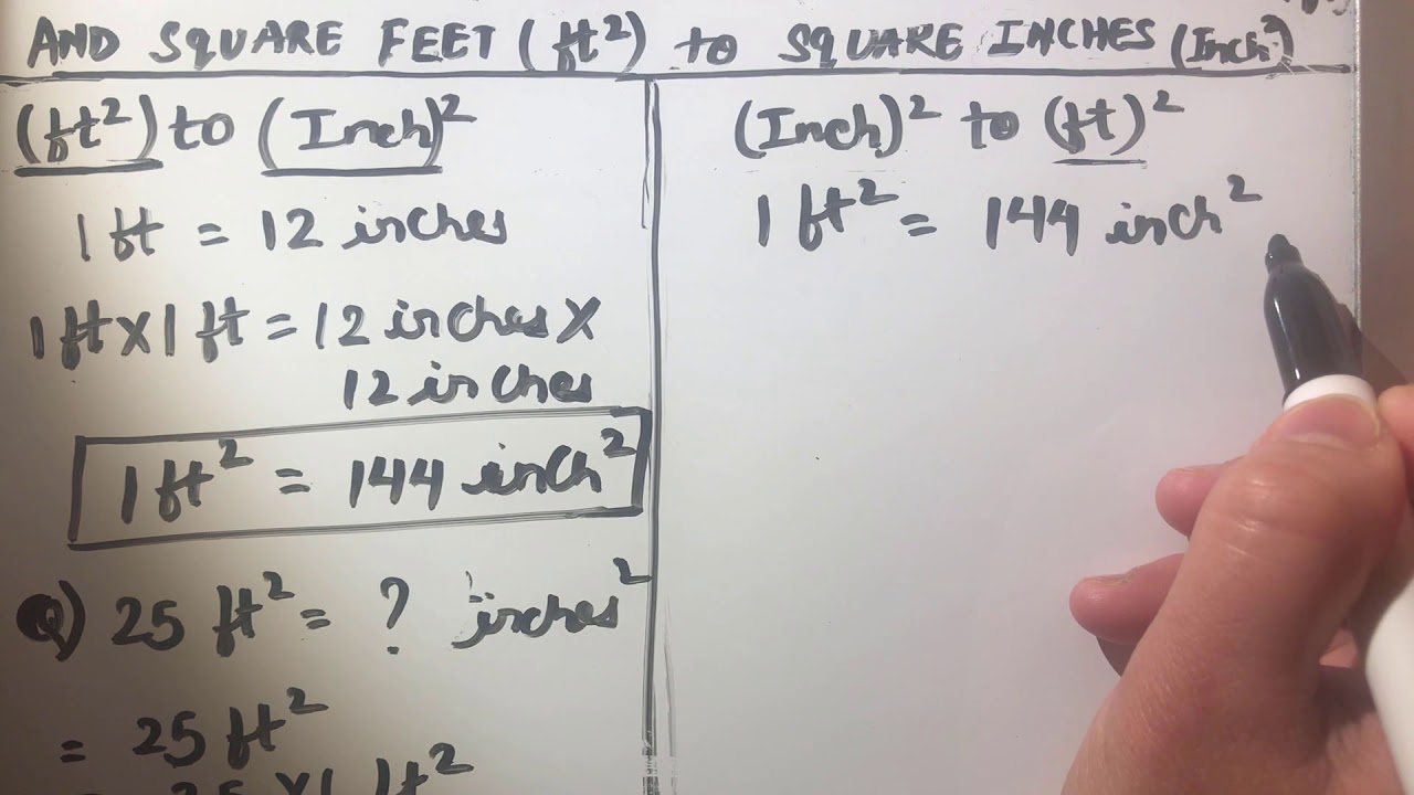 How To Convert Square Inches To Square Feet And Square Feet To Square Inches