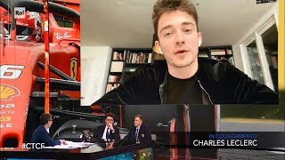 Sebastian Vettel, Charles Leclerc e Mattia Binotto  Che tempo che fa 16/02/2020