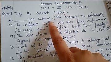 Bhartiyam Public School | Class 4 | Revision Assignment 13 | English |