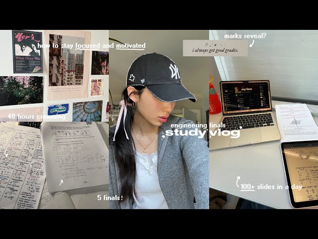 FINALS STUDY VLOG ₊˚🖇️✩ 48 hours of hell, cramming 100+ slides, how to stay focussed and motivated class=