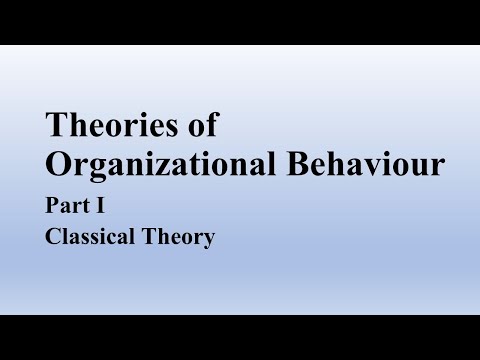 Theories of Organizational Behaviour | Part I |  Classical Theory