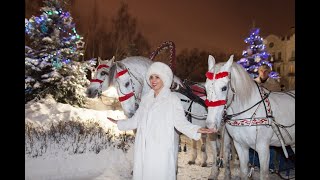 Дед мороз на тройке лошадей катания и поздравление в Москве  и Подмосковье