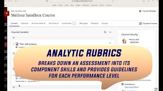 Analytic Rubric Design in Blackboard Ultra