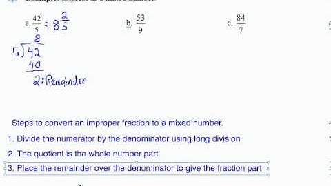 SWL2E11:Basic Arithmetic - Express Improper Fractions as Mixed Numbers