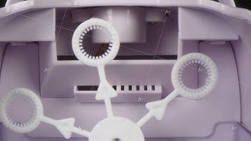 Slow motion of moving wheels of bubble machine