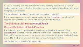 How to Insert Streaming DataFrames into PostgreSQL with Apache Spark and Kafka in Python