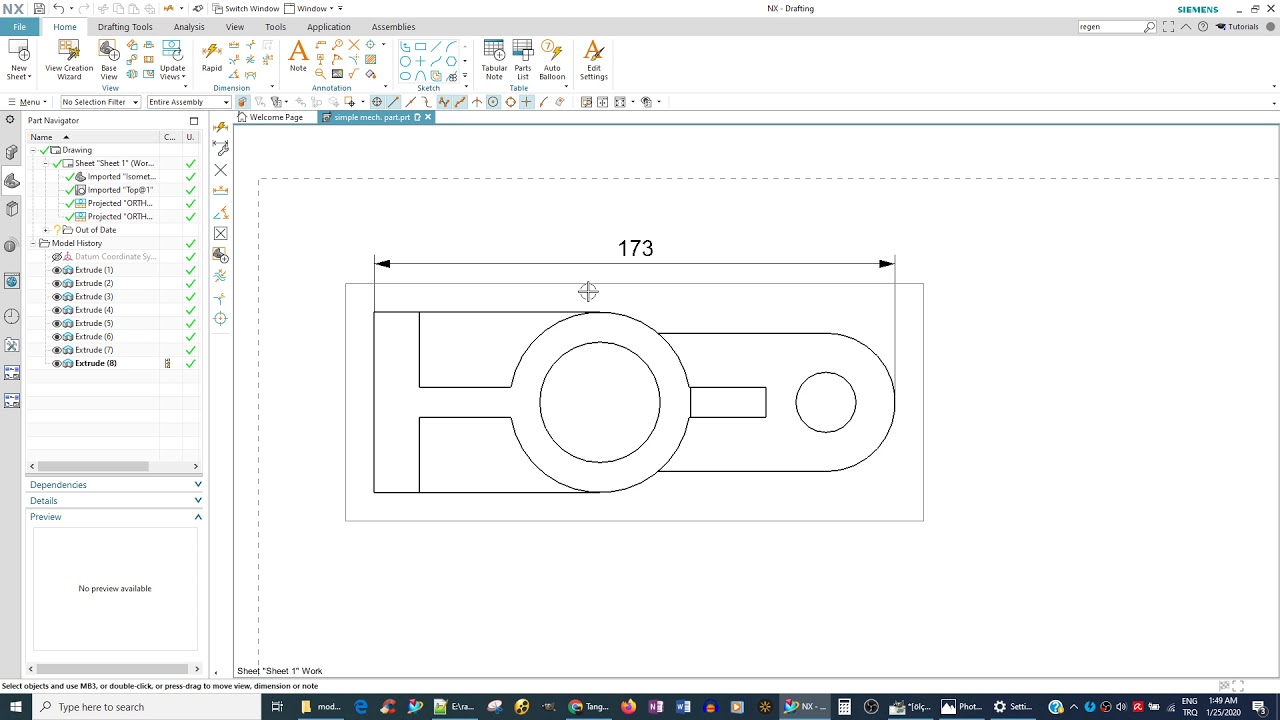 Nts In Drawing Tangent Dimensioning in Drafting in NX - YouTube