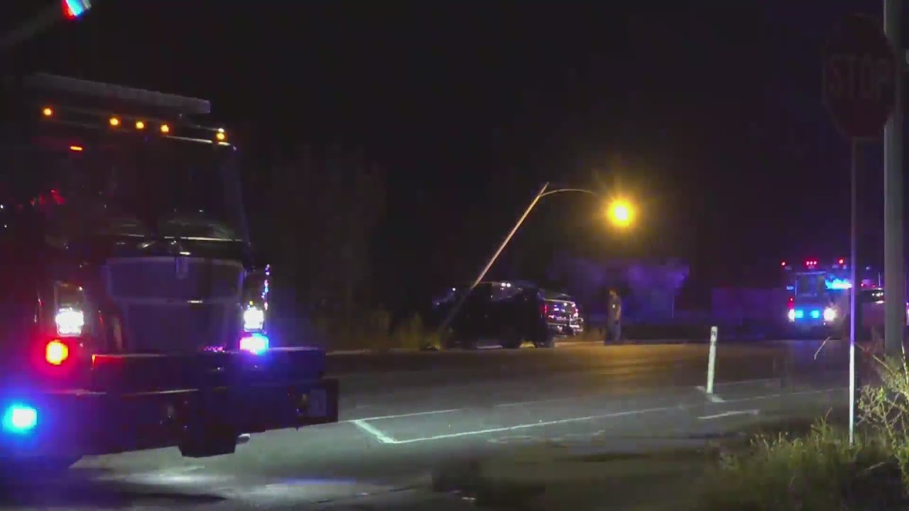 Truck crashes into light pole in St. Louis City, driver injured - YouTube