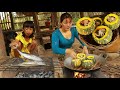 Survival skill- Mother cooking octopus spicy with pumpkin &amp; Roasted fish for dinner eating delicious