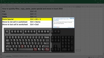 How to cut, copy, paste, paste special and go to first or last cell via keyboard shortcuts @Excel