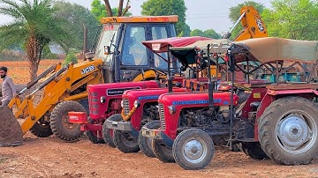 Jcb 3dx Eco Machine Loading Tractor Stuck in Compost Over Load Trolley Mahindra Eicher Swaraj