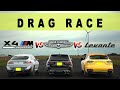 2023 BMW X4M Comp vs Jeep Grand Cherokee Trackhawk vs Maserati Levante Modena S. Drag and Roll Race.