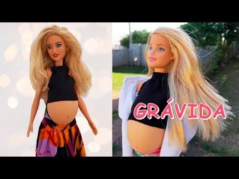 Boneca Barbie Mãe Grávida Com Bebê Em Sua Barriga