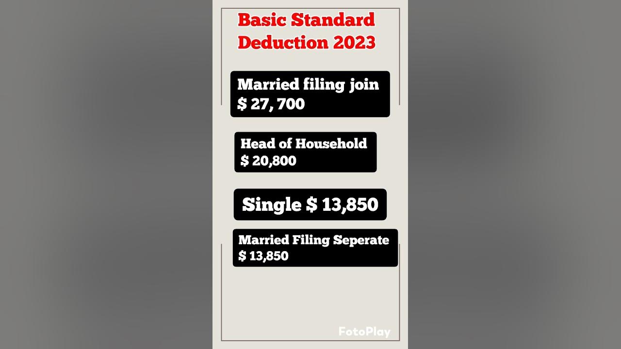 Basic Standard Deductions 2023. taxes YouTube