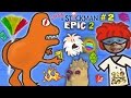 FEATHER BUTT DINOSAUR!! DRAW A STICKMAN EPIC 2 🚸 Part 2: Find the Gems! (FGTEEV Chapter 2 Gameplay)