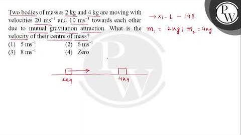 Two bodies of masses \( 2 \mathrm{~kg} \) and \( 4 \mathrm{~kg} \) are moving with velocities \(....