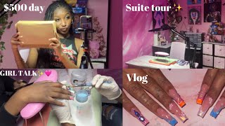LIFE AS A NAIL TECH VLOG 🫶🏽 $500 day, girl talk , mini suite tour, 12 hour shift by Tah Beauty 17,532 views 8 months ago 24 minutes