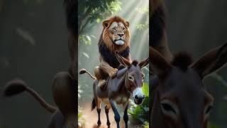 Lion Riding a Donkey Like a King 😂 | Jungle Comedy Short 🦁🐴 #shorts #viral #funny #comedy