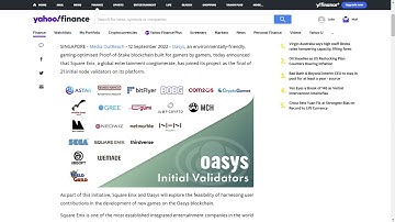 Square Enix Joins Oasys Gaming Blockchain