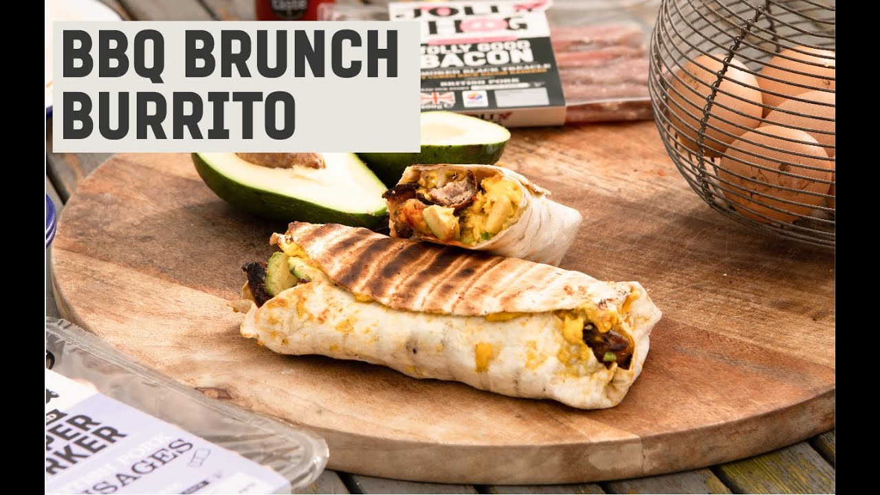 BBQ Breakfast Burrito with bacon and sausage Campfire cooking BBQ breakfast ideas uk