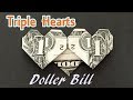 Dollar Bill Origami Triple Heart | How to Fold Hearts out of Money | Valentine's Crafts from $1