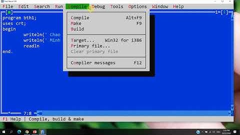 Tin 8. Bài Thực hành 1: Làm quen với Free pascal.