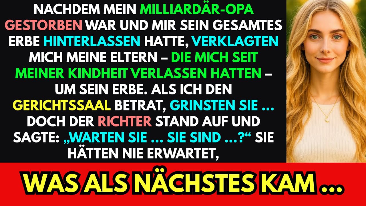 Nachdem mein Großvater star, verklagten mich meine Eltern wegen seines Erbes,aber als ich hereinkam…