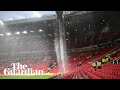 Ref:lF7FPJSALDc State of old trafford's disrepair evident as water floods manchester united's stadium