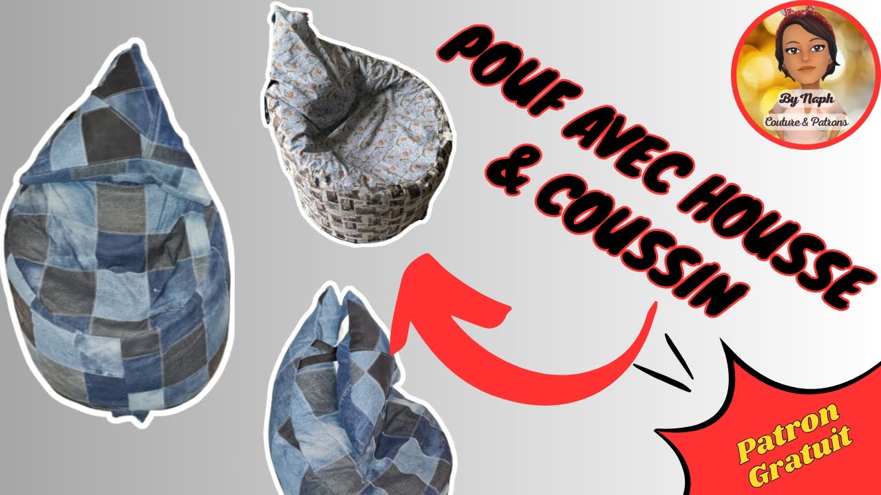 Comment coudre un pouf avec housse - Patron gratuit - YouTube