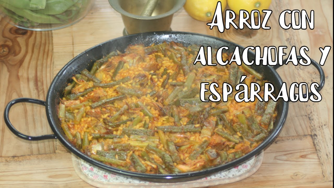 Arroz con alcachofas y espárragos, 100% vegano