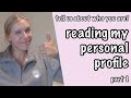 READING MY PERSONAL PROFILE | PART ONE | maddy a