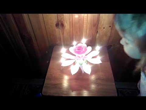 Музична свічка-лотос для торта — з мелодією, святкова, 8 пелюсток, видео 1