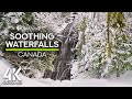 8 HRS Relaxing Winter Ambience with Waterfall Sounds - 4K Canadian Waterfalls in Winter, Ione Falls