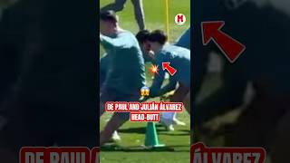 Rodrigo De Paul And Julián Álvarez Clash Heads At Atléticos Training During A Reaction Drill
