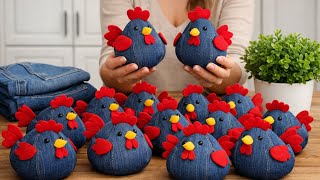 Turn Old Jeans into Adorable Denim Chickens | Easy DIY Sewing Tutorial🐔