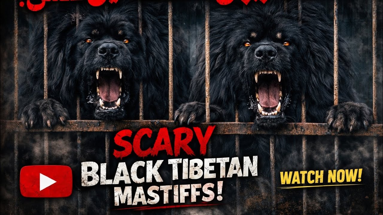 World’s Most Dangerous Dog? Black Tibetan Mastiff in Cage 🔥😱🤬