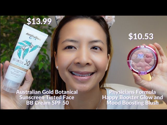 Australian Gold Botanical Sunscreen Tinted BB Cream SPF 50 & Physicians  Formula Happy Booster Blush - YouTube