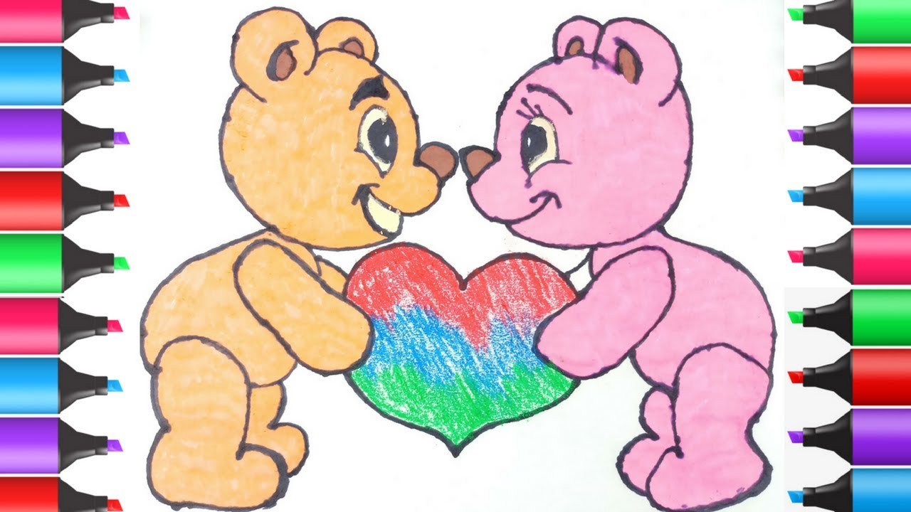 How to Draw Teddy Bear Holding A Heart for Valentines Day - YouTube