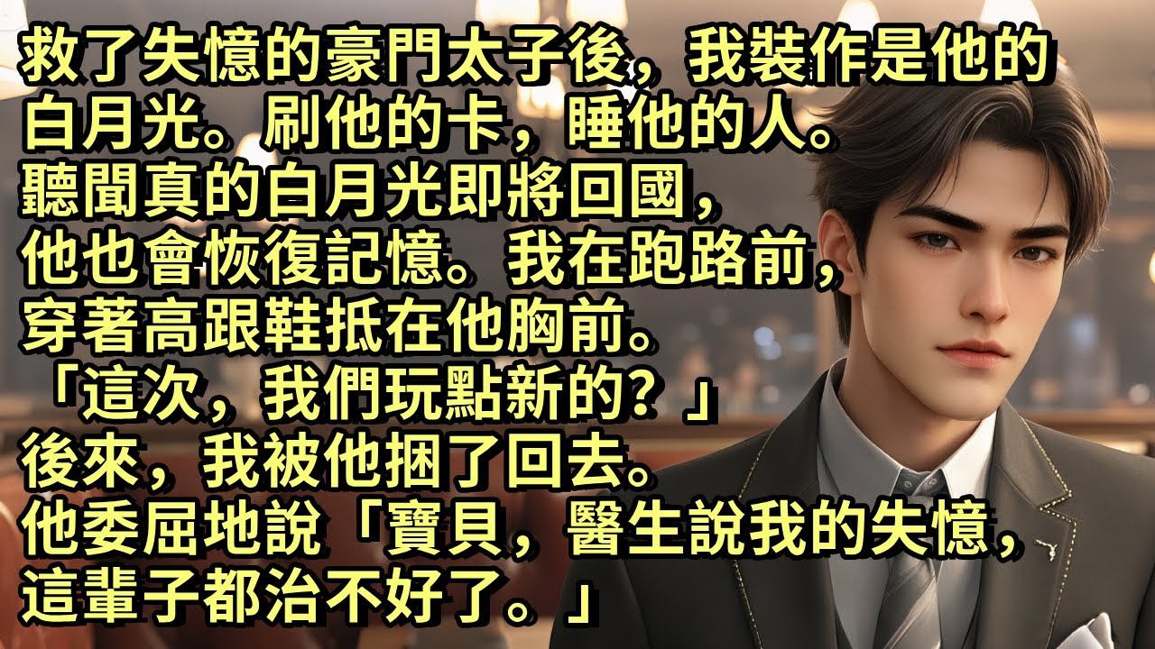 救了失憶的他後，我裝作他白月光，刷他的卡睡他的人。聽聞真白月光回國，他也會恢復記憶。我跑路前，穿著高跟鞋抵在他胸前「這次，我們玩點新的」後來我被他捆了回去。他委屈說「醫生說我的失憶，這輩子都治不好了」